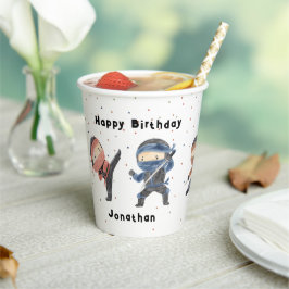かわいい忍者戦士キッズ名前をカスタムする誕生日パーティー 紙コップ
