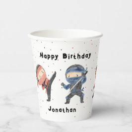 かわいい忍者戦士キッズ名前をカスタムする誕生日パーティー 紙コップ