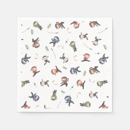 かわいい忍者戦士子供の誕生日パーティー供給 スタンダードカクテルナプキン (正面)