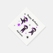 かわいい忍者戦士子供の誕生日パーティー紫 スタンダードカクテルナプキン (角)