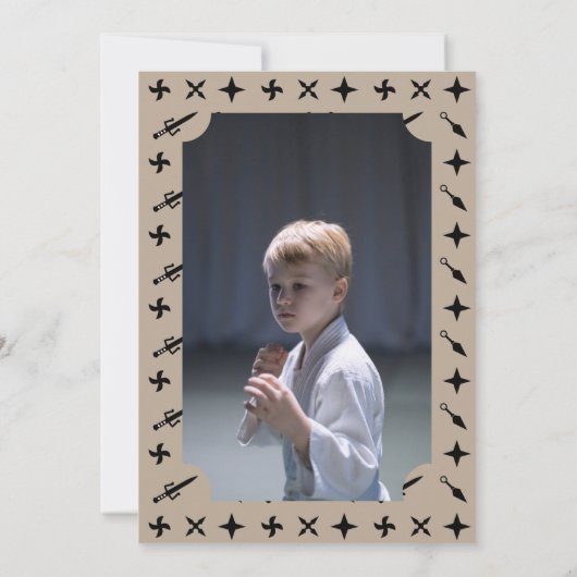 かわいい忍者戦士子供の誕生日写真 招待状 (裏面)