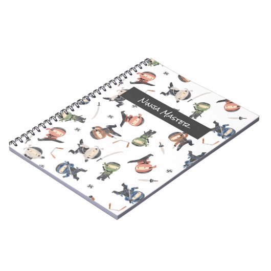 かわいい忍者戦士 – キッズ名前をカスタムする ノートブック (左側)