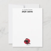 かわいい忍者戦士 ブラック&レッド 子供用カスタム名 ノートカード (正面)