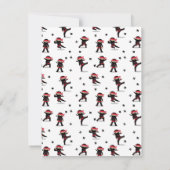 かわいい忍者戦士 ブラック＆レッド 子供用 オーダーネーム ノートカード (裏面)