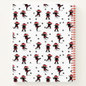 かわいい忍者戦士 黒と赤の子供用スケッチブック ノートブック (裏面)