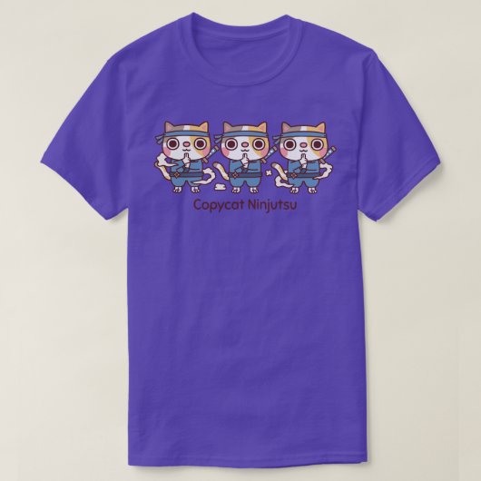 かわいい忍者猫忍術おもしろい Tシャツ (デザイン正面)