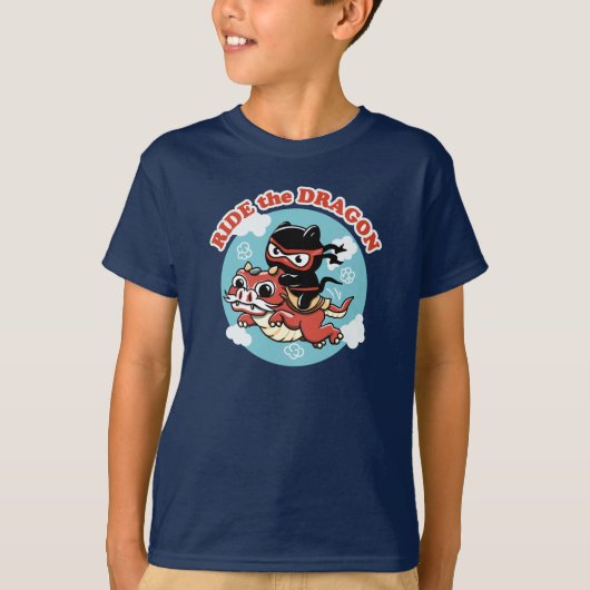 かわいい忍者猫 | Ride The Dragon Tシャツ (正面)