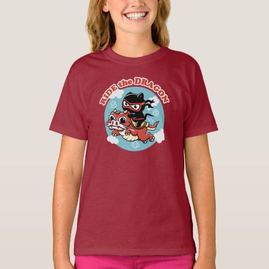 かわいい忍者猫 | Ride The Dragon Tシャツ (正面)