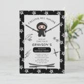 かわいい忍者誕生日パーティーの招待状 招待状 (スタンド正面)