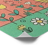 かわいい忙しいテディベアのイラスト ポスター (角)