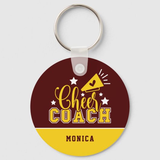 かわいい応援コーチマパーソナライズされたルーン&イエロー キーホルダー (正面)