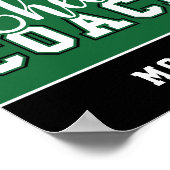 かわいい応援パーソナライズされたコーチグリーン&ブラック ポスター (角)