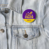 かわいい応援パーソナライズされたコーチパープル&イエロー 缶バッジ (インサイチュ)