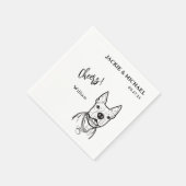 かわいい応援ペットネームドッグウェディングレセプション スタンダードカクテルナプキン (角)