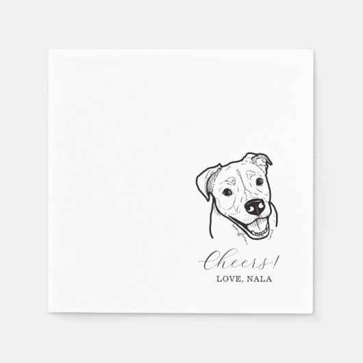 かわいい応援ペット顔スケッチドッグスケッチ結婚ズ スタンダードカクテルナプキン (正面)