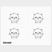 かわいい怒ったシューシューいう猫のラインアートイラスト 長方形シール (シート)