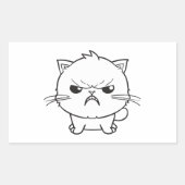 かわいい怒ったシューシューいう猫のラインアートイラスト 長方形シール (正面)