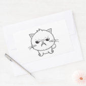 かわいい怒ったシューシューいう猫のラインアートイラスト 長方形シール (封筒)