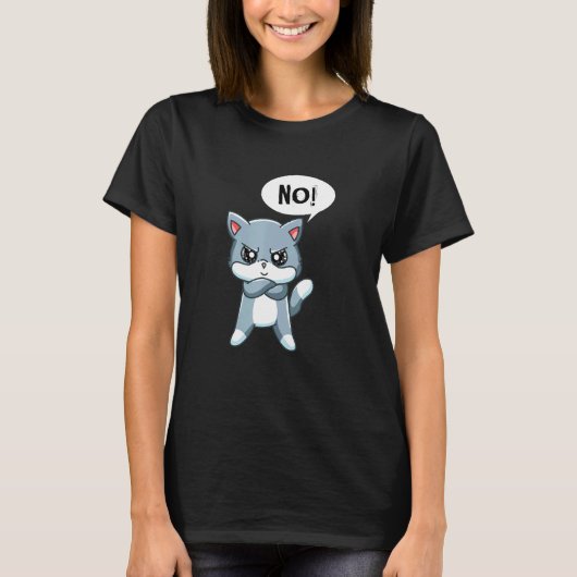 かわいい怒った主張猫 Tシャツ (正面)