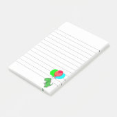 かわいい怒った恐竜がパーティ風船を持って飛んでいるイラストのリネア ポストイット (アングル)