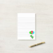 かわいい怒った恐竜がパーティ風船を持って飛んでいるライン, ポストイット (デスク上)