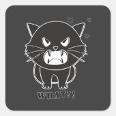 かわいい怒った猫がシューって言ってる 何よ。 スクエアシール (正面)