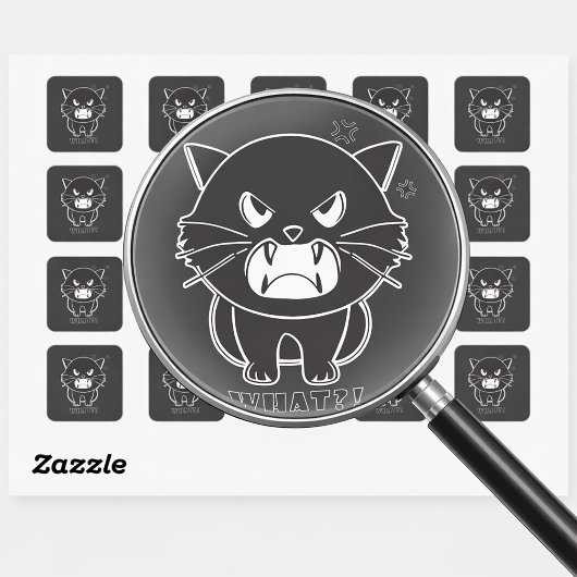 かわいい怒った猫がシューって言ってる 何よ。 スクエアシール