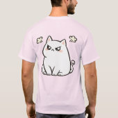 かわいい怒った猫が座っている Tシャツ (裏面)