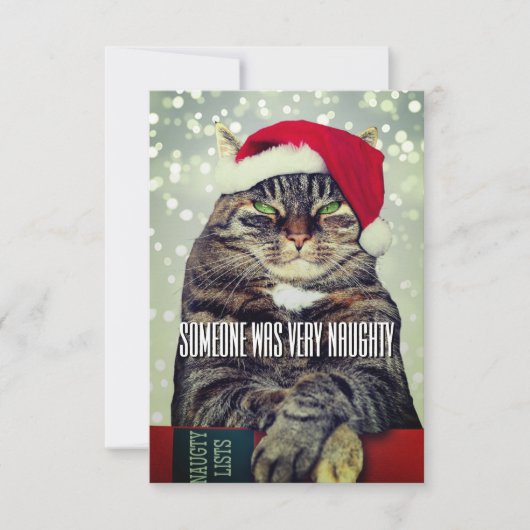 かわいい怒った猫のクリスマスカード サンキューカード (正面)
