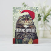 かわいい怒った猫のクリスマスカード サンキューカード (スタンド正面)