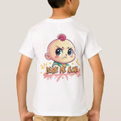 かわいい怒った赤ちゃんの"ほっといて"落書きキッズTシャツ Tシャツ (裏面)