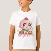 かわいい怒った赤ちゃんの"ほっといて"落書きキッズTシャツ Tシャツ (正面)