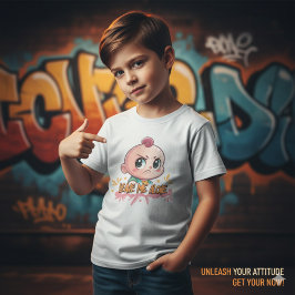 かわいい怒った赤ちゃんの"ほっといて"落書きキッズTシャツ Tシャツ