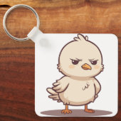 かわいい怒った赤ちゃん鳥のイラスト キーホルダー (正面)