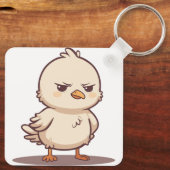 かわいい怒った赤ちゃん鳥のイラスト キーホルダー (裏面)