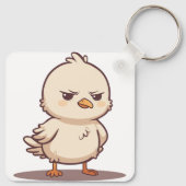 かわいい怒った赤ちゃん鳥のイラスト キーホルダー (裏面)