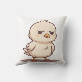 かわいい怒った赤ちゃん鳥のイラスト クッション (裏面)