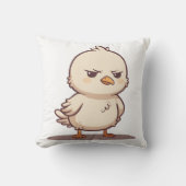 かわいい怒った赤ちゃん鳥のイラスト クッション (正面)
