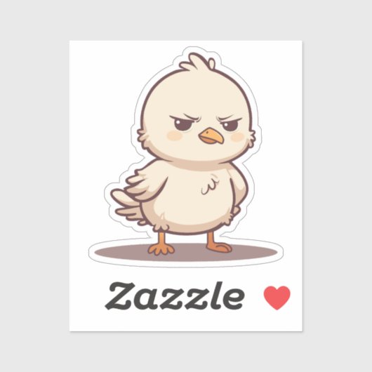 かわいい怒った赤ちゃん鳥のイラスト シール (シート)