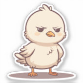 かわいい怒った赤ちゃん鳥のイラスト シール (正面)