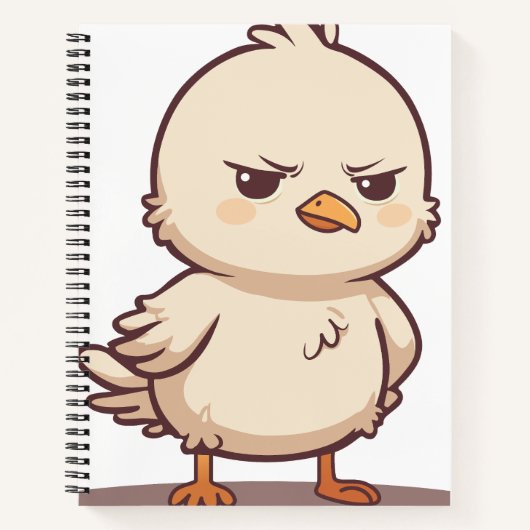 かわいい怒った赤ちゃん鳥のイラスト ノートブック (正面)