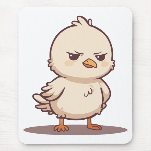 かわいい怒った赤ちゃん鳥のイラスト マウスパッド (正面)