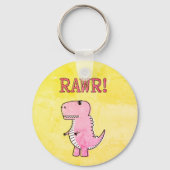 かわいい怒とピンクの漫画Tレックス古い紙 キーホルダー (裏面)
