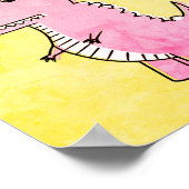 かわいい怒とピンクの漫画Tレックス古い紙 ポスター (角)