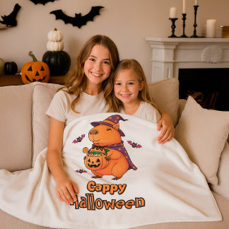 かわいい怖いキュートなギフトキャッピーハロウィンカピバラ フリースブランケット
