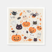 かわいい怖いクリッターハロウィーントリート スタンダードカクテルナプキン (正面)
