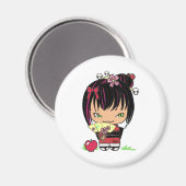 かわいい怖いミャオ – ゴシックこけし人形 マグネット (正面/裏面)