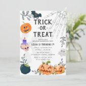 かわいい怖いモンスターの子供たちのハロウィン誕生日パーティー 招待状 (スタンド正面)