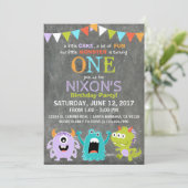 かわいい怖いリトルモンスターの誕生日 招待状 (スタンド正面)