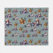 かわいい怖い面白いハロウィーン フリースブランケット (正面(横))